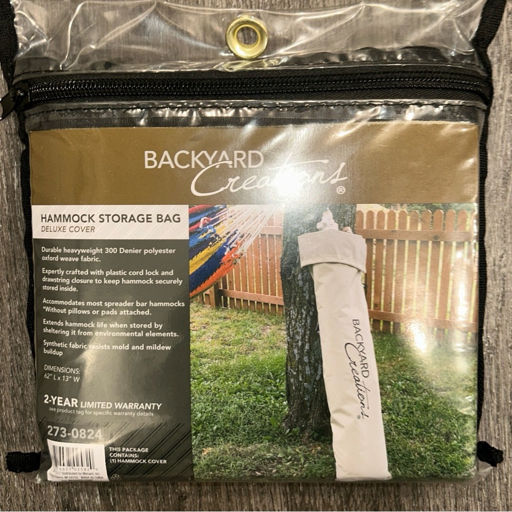 Deluxe Hammock Storage Bag Sack Backyard Creations Heavyweight 62”X13” Cord Lock